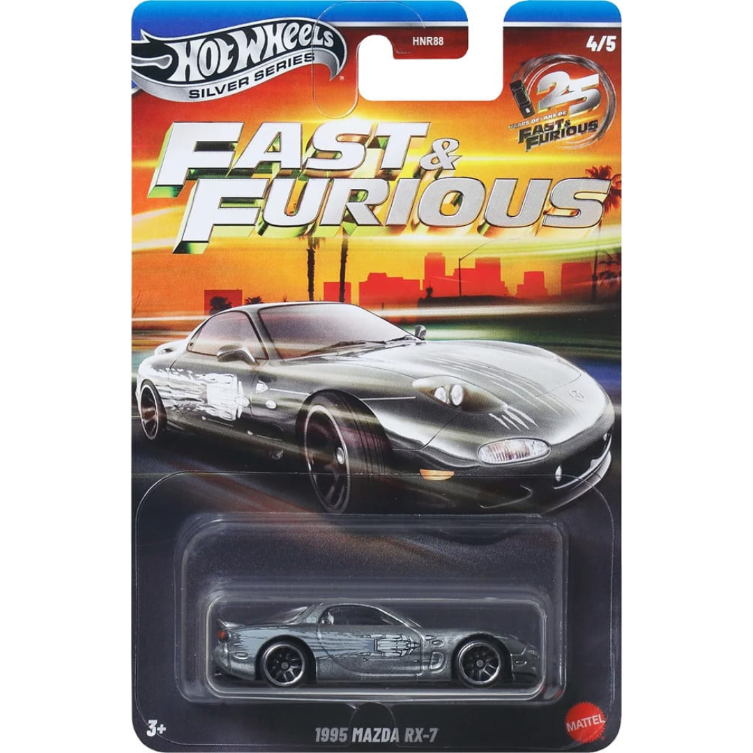 Hot Wheels 1995 Mazda RX7 Silver Series Fast and Furious 25º Aniversario 88Q