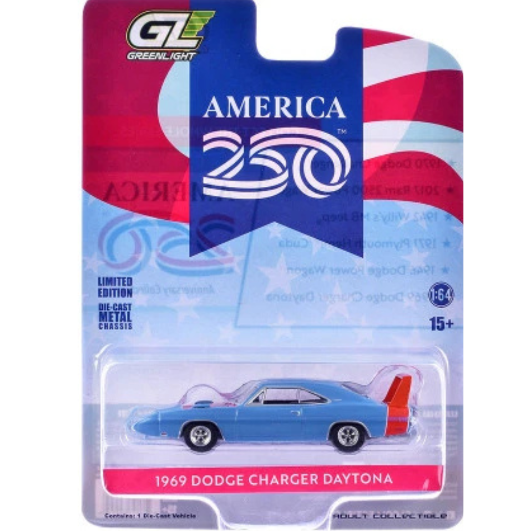 Greenlight 1/64 Dodge Charger Daytona de 1969 Edición " America 250 " Serie 18 colección Anniversary Collection