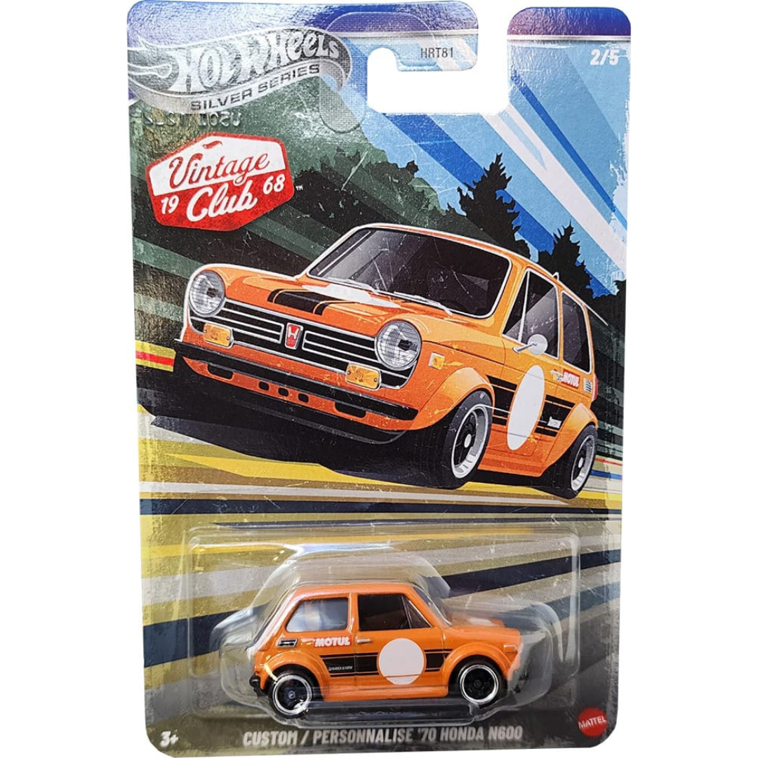 Hot Wheels 1970 Custom Honda N600 Silver Series Vintage Racing Grand Prix HRT81-979J