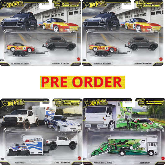 PREORDER *** LLEGADA APROXIMADA DICIEMBRE 2026 *** PUEDE SUFRIR RETRASOS**** PACK DE 4 HOT WHEELS TEAM TRANSPORT SERIE COMPLETA - REXY