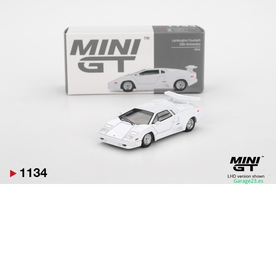 MINI GT LAMBORGHINI COUNTACH 25TH ANNIVERSARY WHITE 1989 # 1134