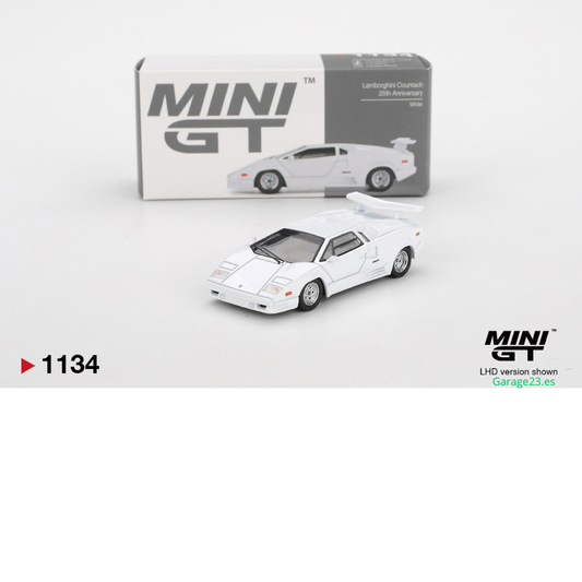 MINI GT LAMBORGHINI COUNTACH 25TH ANNIVERSARY WHITE 1989 # 1134