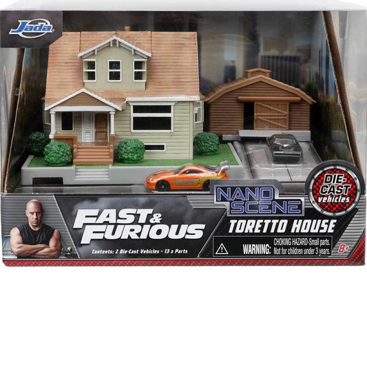Jada Nano Dom's House Display Diorama Fast And Furious Toreto Charger Supra Diecast Cars