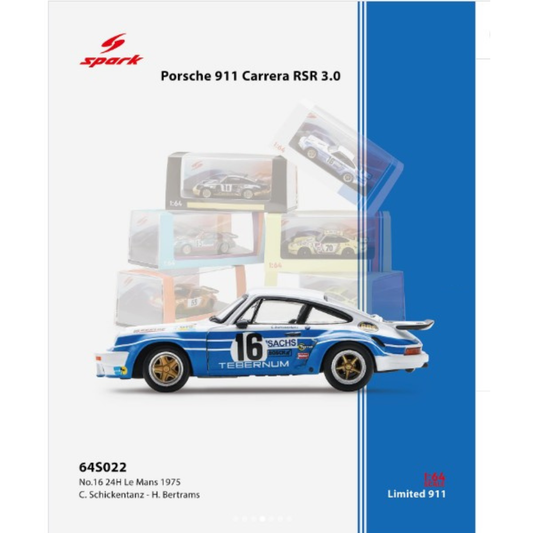 Spark 1.64 Porsche 911 Carrera RSR 3.0 #16 Schickentanz/Bertrams 24h Le Mans 1975 blanco / azul