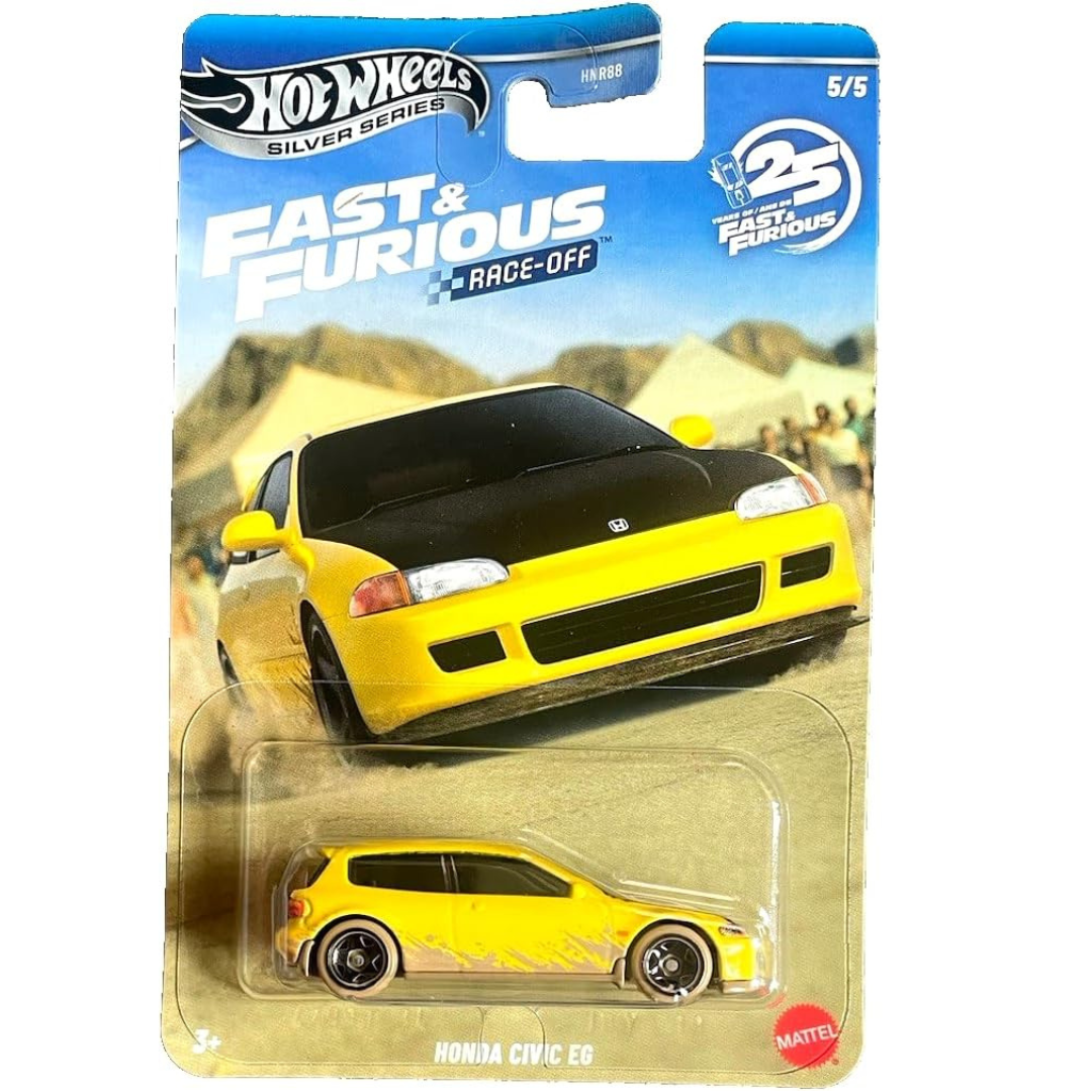 Hot Wheels Silver Series Fast And Furious 25º Aniversario Race Off Honda Civic EG Amarillo