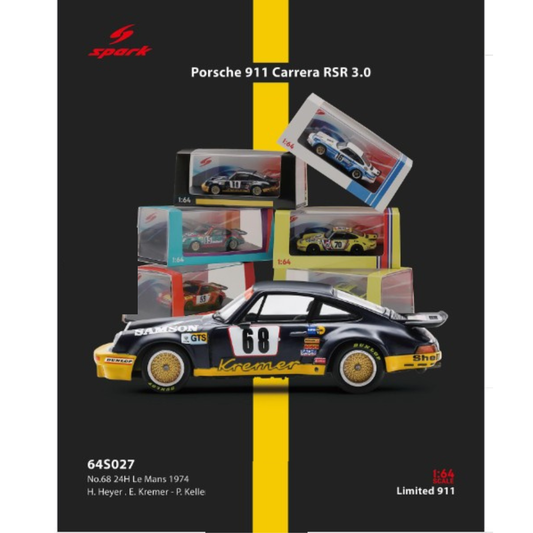 Spark 1.64 Porsche 911 Carrera RSR 3.0 #68 Heyer/Kremer/Keller 24h Le Mans 1974 negro / gelb