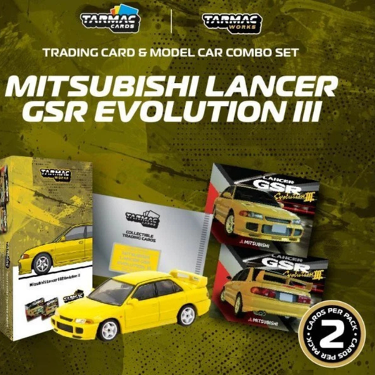 Tarmac Works 1/64 1/64 Mitsubishi Lancer GSR Evolution III Yellow  ** Incluye 2 Cartas