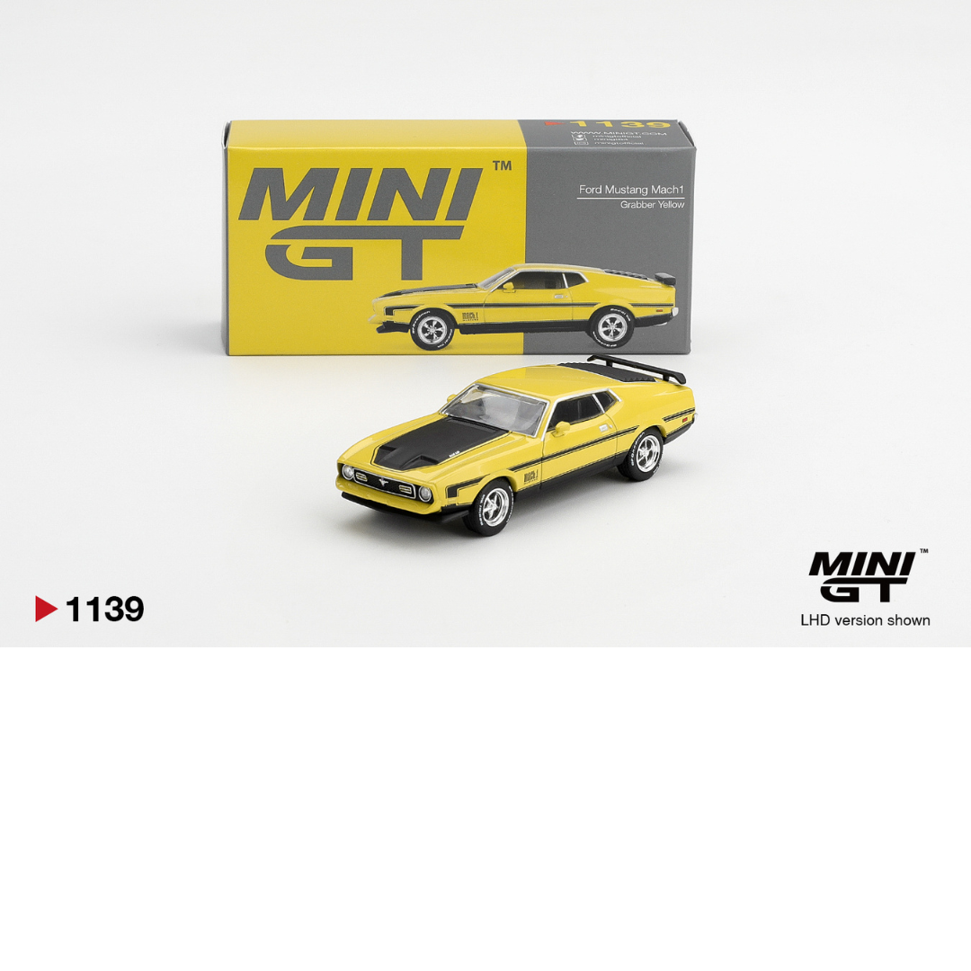 MINI GT 1971 Ford Mustang Mach 1 Grabber Yellow # 1139