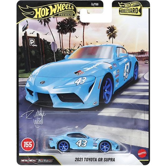 Hot Wheels Premium Boulevard 2021 Toyota GR Supra Blue # 155 Ref 68-H