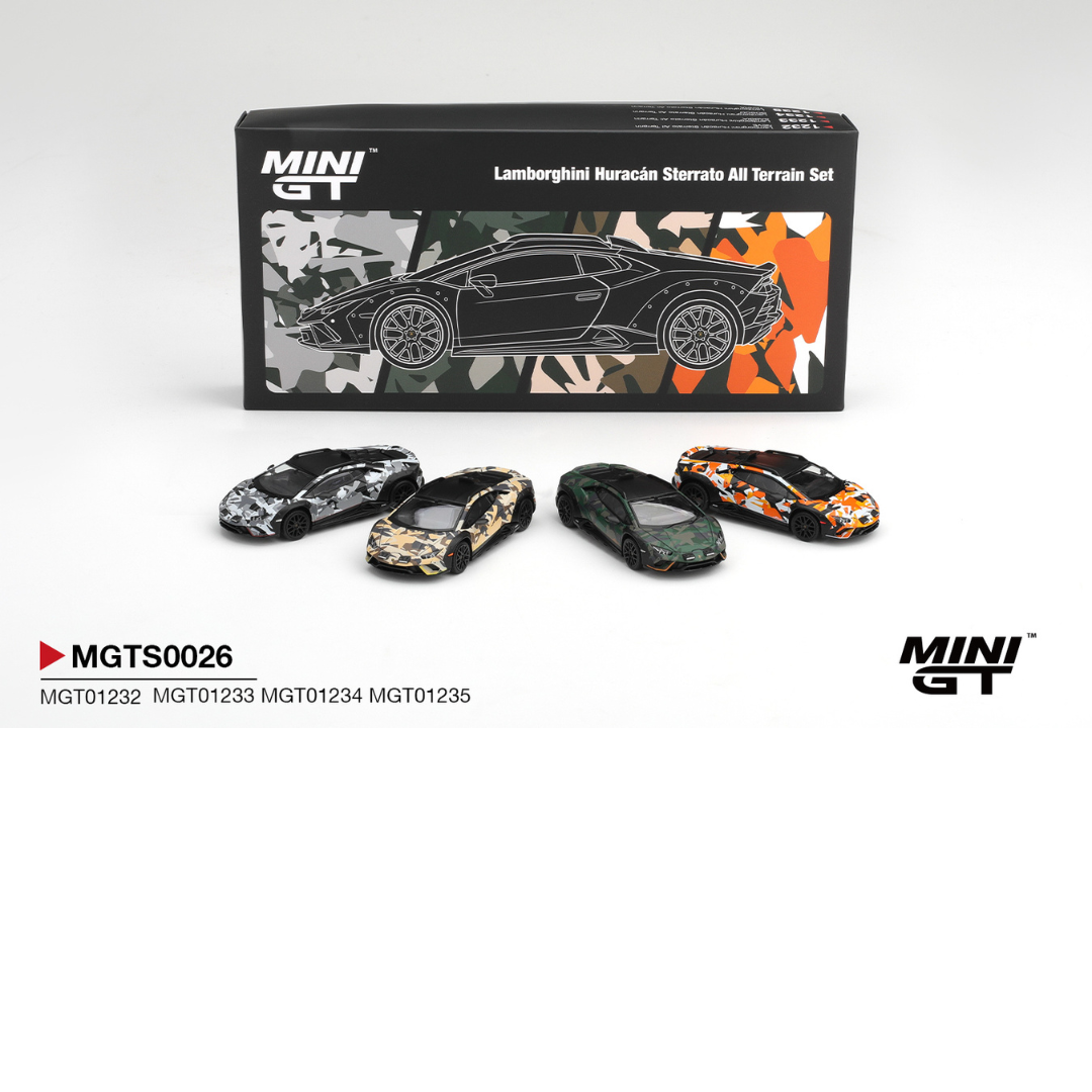 MINI GT Packx4 Conjunto todoterreno Lamborghini Huracán Sterrato All Terrain MGTS0026 # 1232 # 1233 # 1234 # 1235