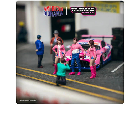 Tarmac Works 1.64  Figuras De Metal Diorama Piloto Race Day Rosa Colab American Diorama