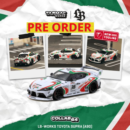 ***PREORDER *** LLEGADA APROXIMADA PRIMER TRIMESTRE 2027 *** TARMAC LB WORKS TOYOTA SUPRA (A90) White – Pure JDM aggression CASTROL