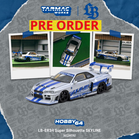 ***PREORDER *** LLEGADA APROXIMADA PRIMER TRIMESTRE 2027 *** Tarmac LB ER34 R34 Super Silhouette SKYLINE MGMINI – Nissan icon reimagined