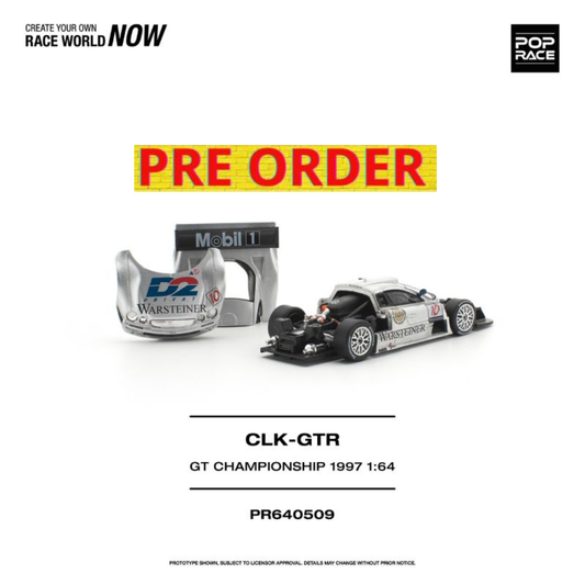 ***PREORDER *** LLEGADA APROXIMADA SEGUNDO TRIMESTRE 2027 *** POP RACE 1997 Mercedes Benz AMG CLK GTR FIA GT Championship sILVER 509