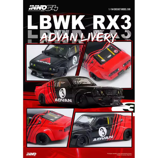 Inno64 LBWK Mazda RX3 Savanna Advan Livery 1.64
