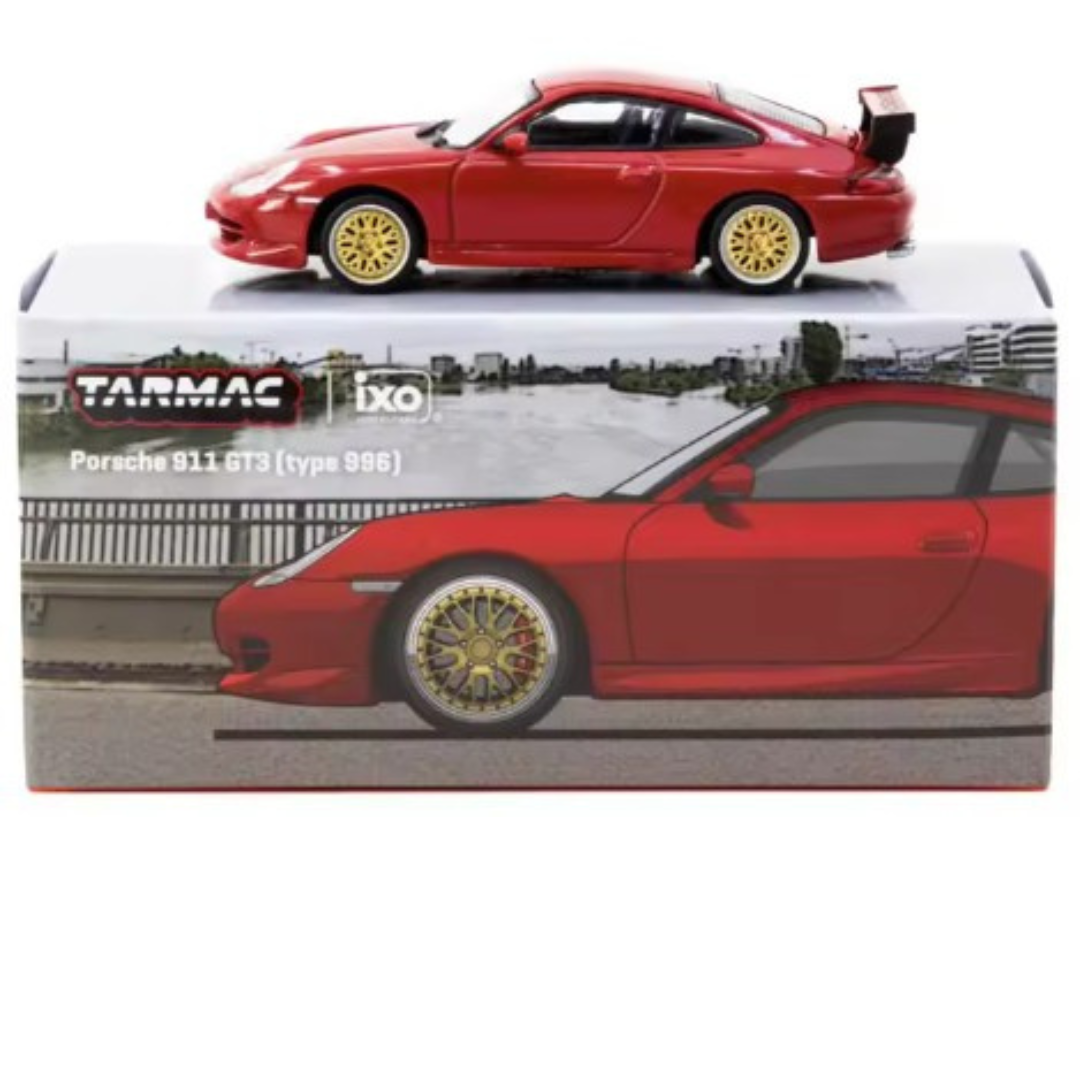TARMAC WORKS 1.64 Porsche 911 GT3 (996) Metal Diecast - Tarmac Works X iXO Models GLOBAL64 Rojo