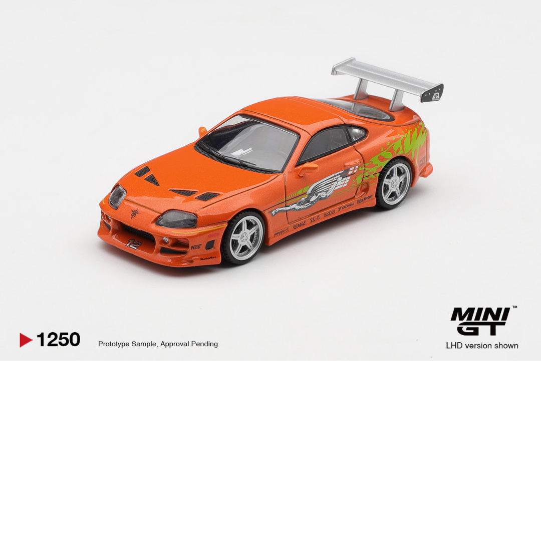 *** PREORDER *** LLEGADA PRIMER TRIMESTRE 2027 *** PUEDE SUFRIR RETRASOS*** MINI GT TOYOTA SUPRA MK4 (A80) ROMEX BRIAN O'CONNER THE FAST AND THE FURIOUS 2001 # 1250
