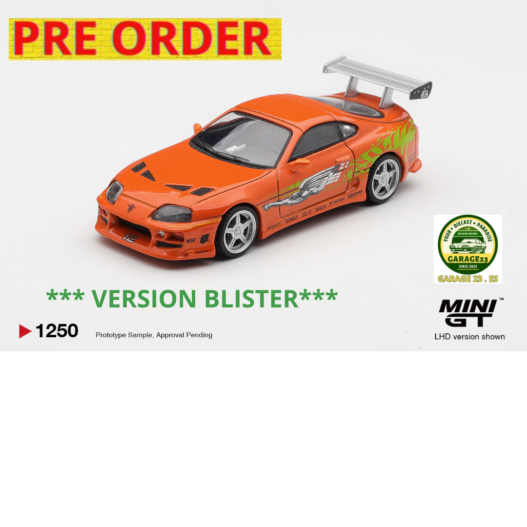 *** PREORDER *** LLEGADA PRIMER TRIMESTRE 2027 *** PUEDE SUFRIR RETRASOS*** MINI GT TOYOTA SUPRA MK4 (A80) ROMEX BRIAN O'CONNER THE FAST AND THE FURIOUS 2001 # 1250