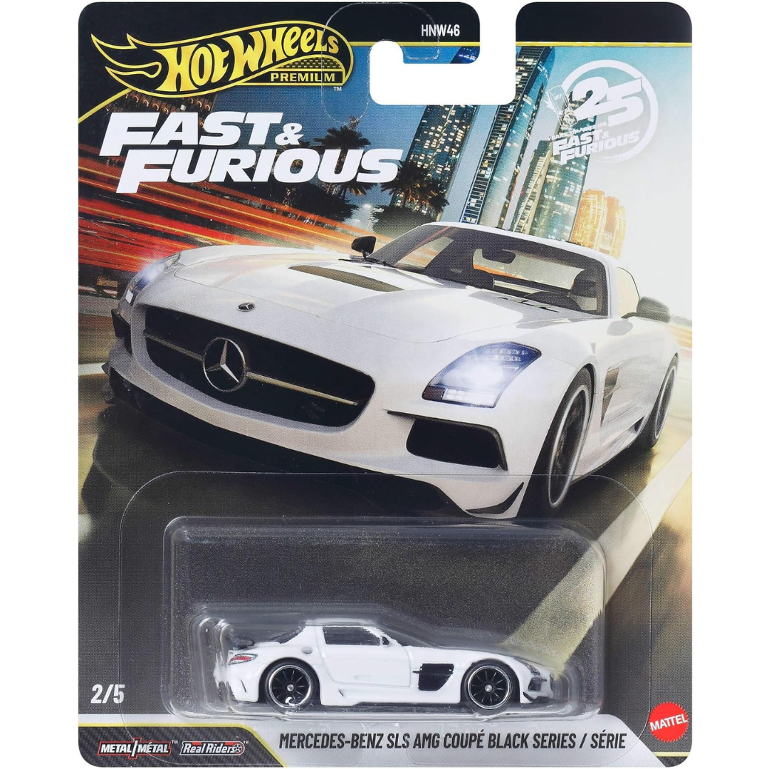 Hot Wheels Premium Mercedes Benz SLS AMG Coupe Black Series 25º Aniversario Fast And Furious Ref46R