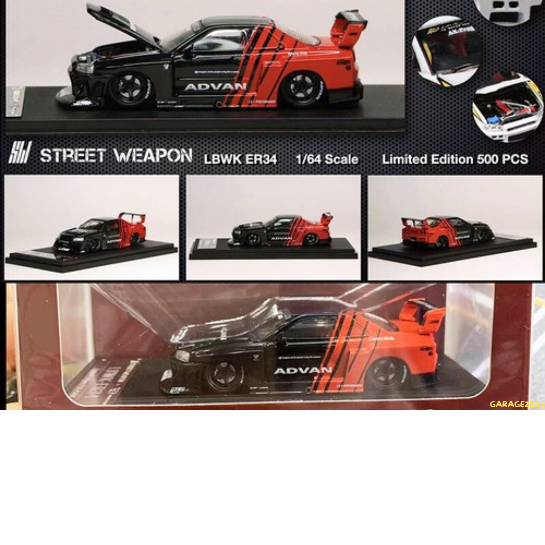 Street Weapon Nissan ER34 *ADVAN* Open Hood 1/64