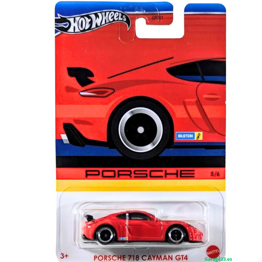 Hot Wheels Básico Serie Silver Porsche 718 Cayman GT4 Rojo