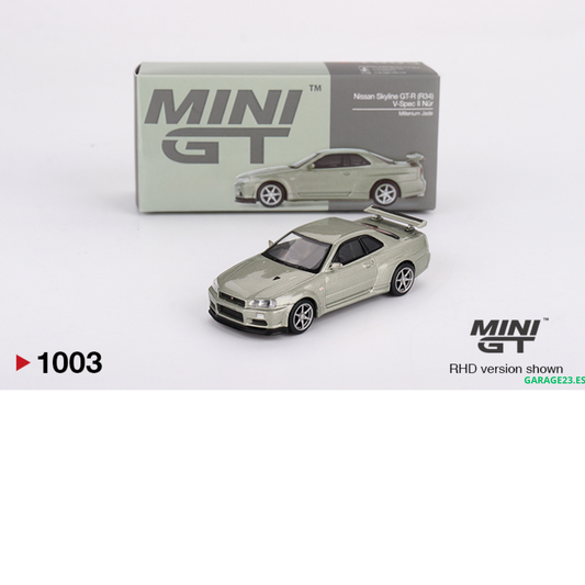 MINI GT NISSAN SKYLINE GTR R34 V- SPEC II NÜR MILLENIUM JADE 2002 # 1003