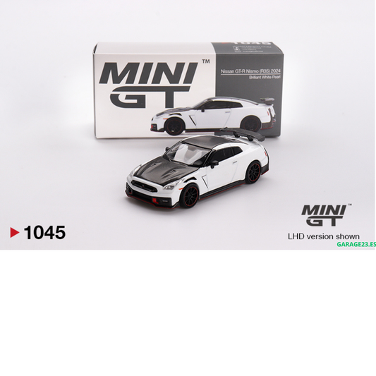 MINI GT NISSAN GTR R35 NISMO BRILLIANT WHITE PEARL 2024 # 1045