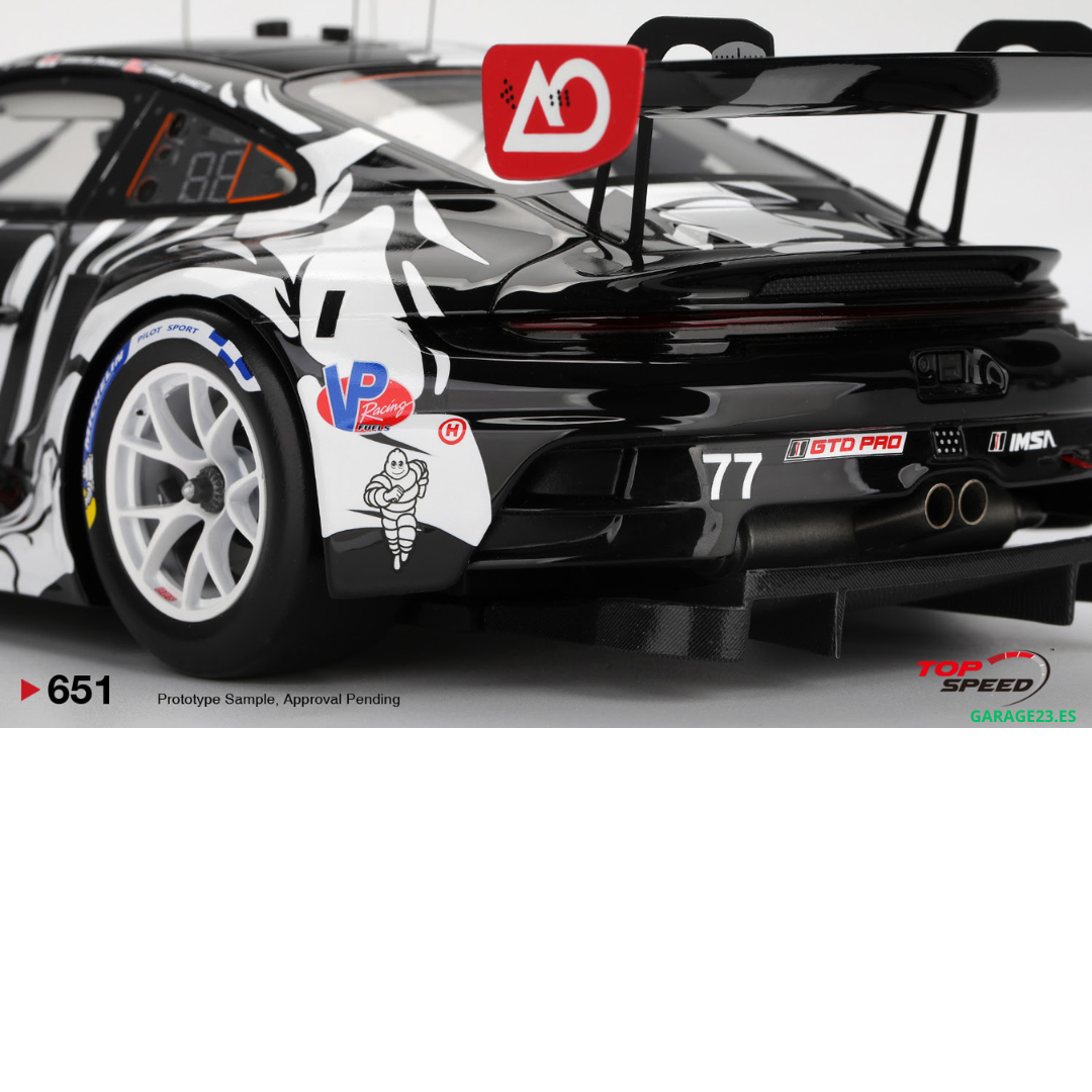 *** PREORDER *** LLEGADA APROX MARZO/ABRIL*** PUEDE SUFIR RETRASOS*** TOP SPEED ESCALA 1/18 PORSCHE 911 SKELETON (992) GT3 R #77 GTD PRO AO RACING PETIT LE MANS 2025 # 651