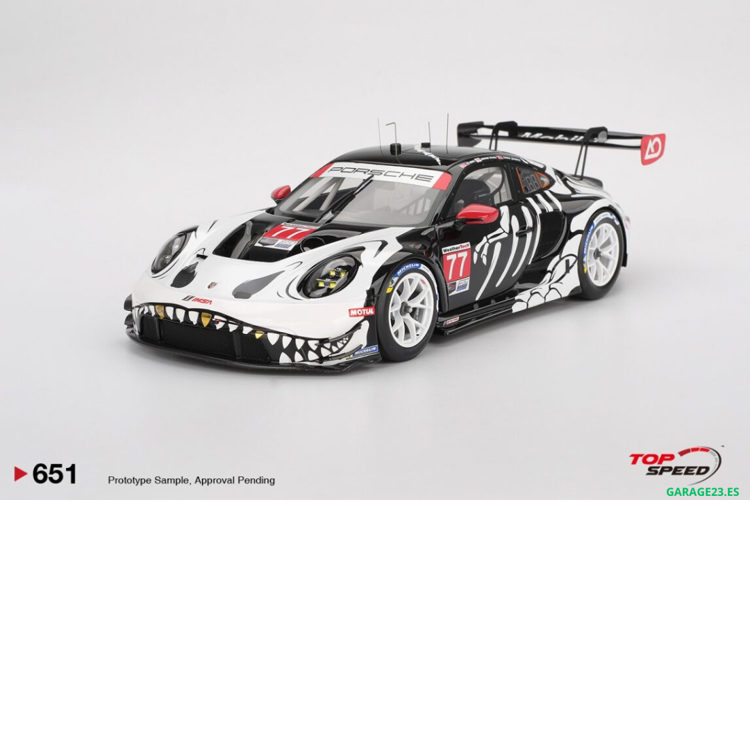 *** PREORDER *** LLEGADA APROX MARZO/ABRIL*** PUEDE SUFIR RETRASOS*** TOP SPEED ESCALA 1/18 PORSCHE 911 SKELETON (992) GT3 R #77 GTD PRO AO RACING PETIT LE MANS 2025 # 651