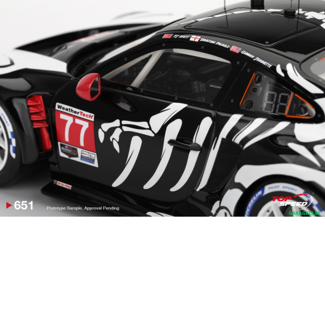 *** PREORDER *** LLEGADA APROX MARZO/ABRIL*** PUEDE SUFIR RETRASOS*** TOP SPEED ESCALA 1/18 PORSCHE 911 SKELETON (992) GT3 R #77 GTD PRO AO RACING PETIT LE MANS 2025 # 651