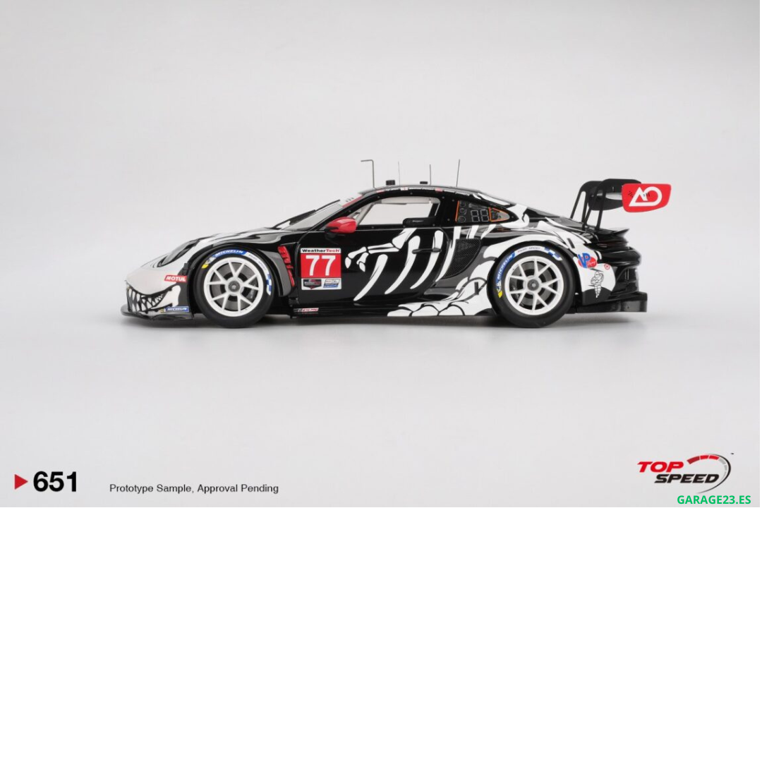 *** PREORDER *** LLEGADA APROX MARZO/ABRIL*** PUEDE SUFIR RETRASOS*** TOP SPEED ESCALA 1/18 PORSCHE 911 SKELETON (992) GT3 R #77 GTD PRO AO RACING PETIT LE MANS 2025 # 651