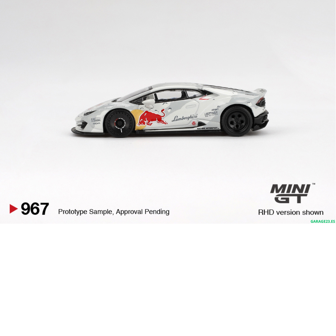 ***EN CAMINO*** MINI GT 1:64 LAMBORGHINI HURACAN LB- WORKS VER. 2 MAD MIKE NIMBUL 2024 RED BULL # 967