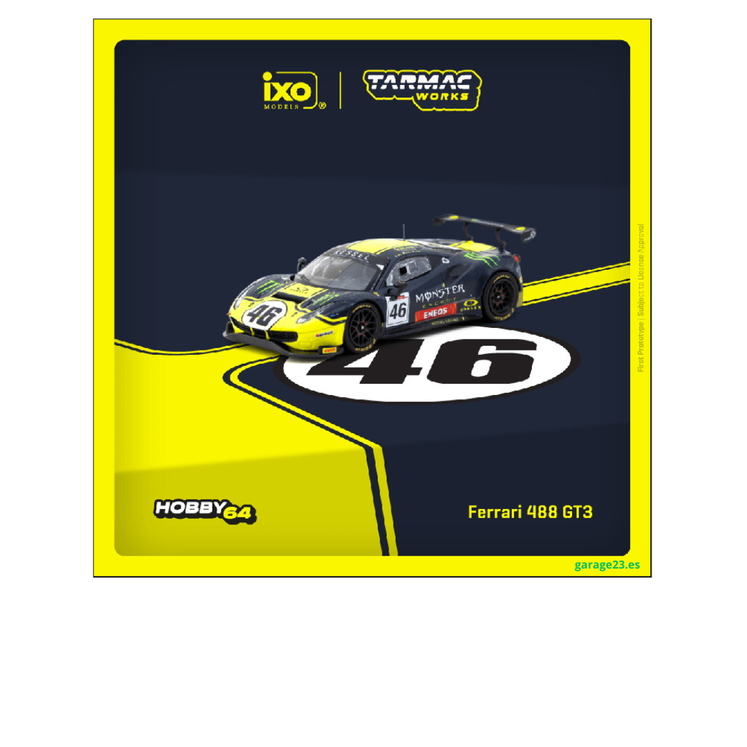 Tarmac Works 1.64 Ferrari Valentino Rossi 488 GT3 Gulf 12 Horas 2019  V. Rossi / A. Salucci / L. Marini Monster