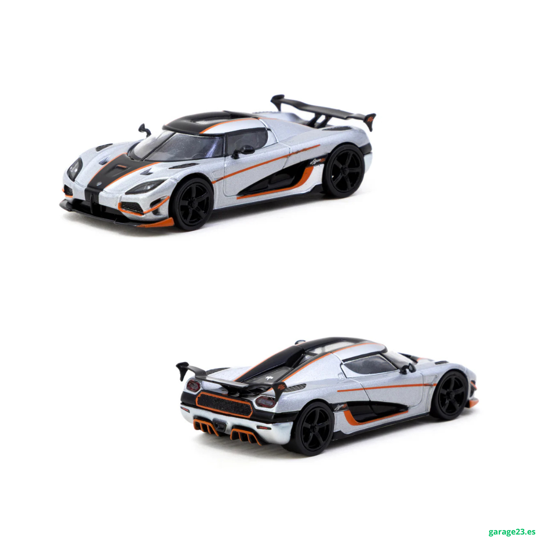 Unica unidad! Tarmac Works 1.64 Koenigsegg Agera RS Plata Lunar/Negro - GLOBAL64
