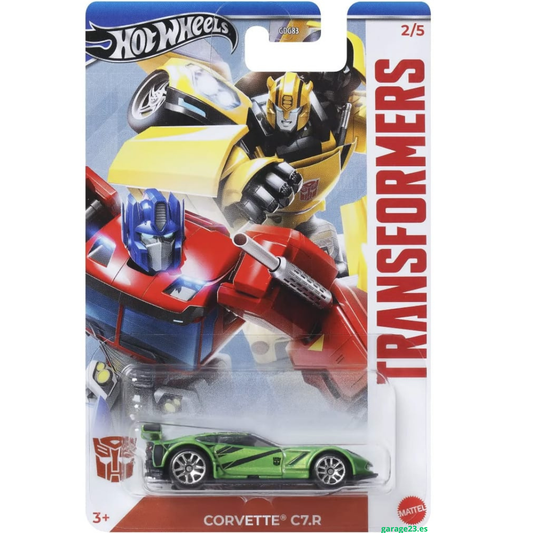 Hot Wheels Básico Serie Silver Transformers Corvette C7R 1.64