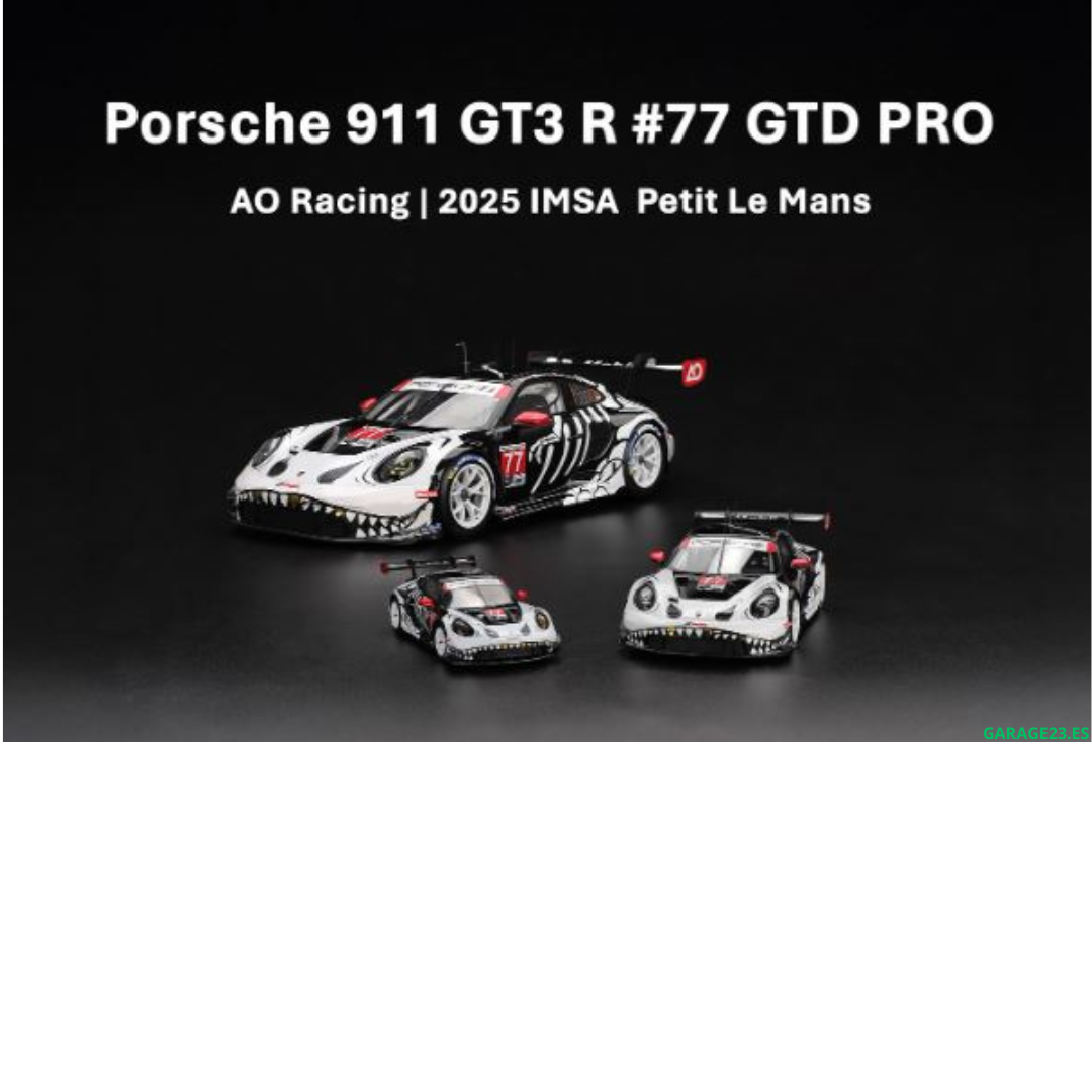 ***PRE ORDER*** LLEGADA APROXIMADA MARZO/ABRIL*** MINI GT ¨SKELETON¨ PORSCHE 911 2025 (992)  GT3 R #77 GTD PRO AO Racing Petit Le Mans IMSA REXY # 1143