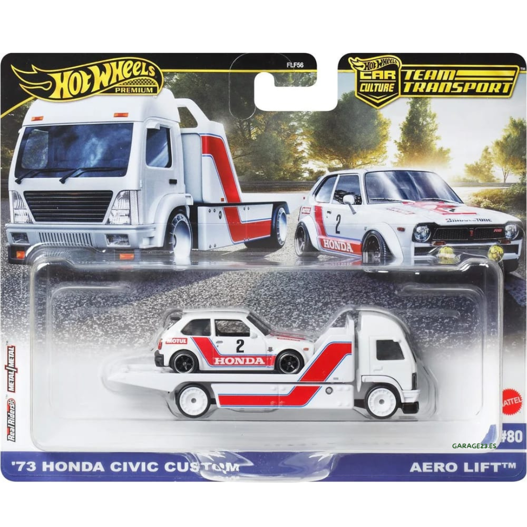 Hot Wheels Team Transport 1973 Honda Civic Custom & Aero Lift Truck # 80