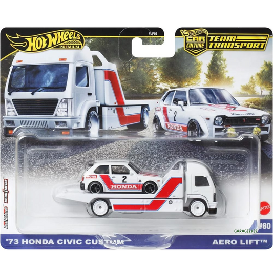 Hot Wheels Team Transport 1973 Honda Civic Custom & Aero Lift Truck # 80