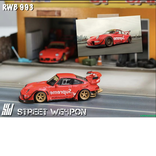 Street Weapon Porsche RWB 993 Supreme Low Tail- Rojo 1/64