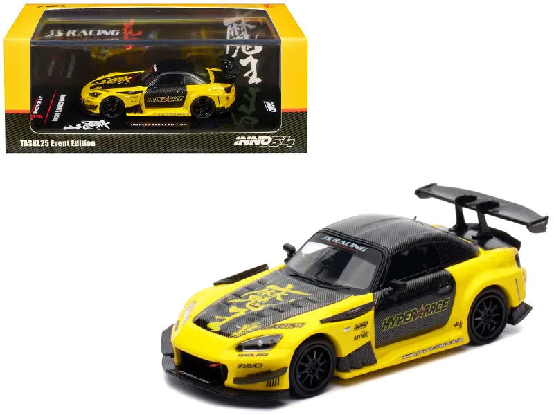 Inno64 Honda S2000 J`S Racing Yellow Black ** Pieza Exclusiva Evento Malasia IN64-S2000JS-TASKL25