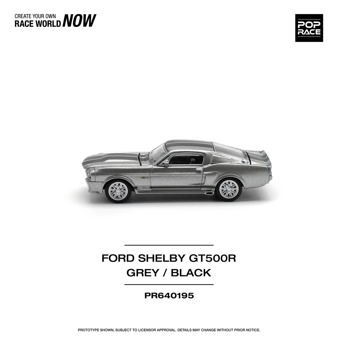 POP RACE  967 Shelby Mustang GT500 - GRIS/NEGRO 1/64