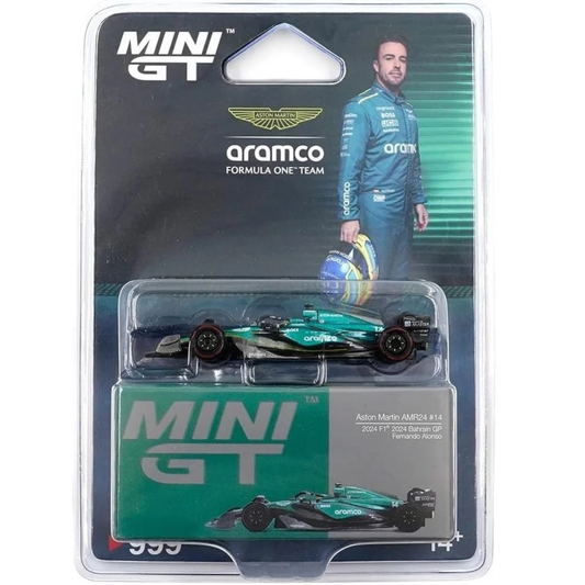 MINI GT Aston Martin AMR24 #14 Fernando Alonso GP de Baréin 2024 # 999 Blister