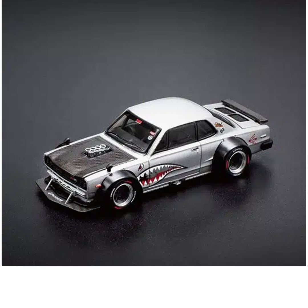 Pop Race Skyline GTR V8 Drift HAKOSUKA Plata Metalizado (Edición Exclusiva enigma) 1.64 # 005
