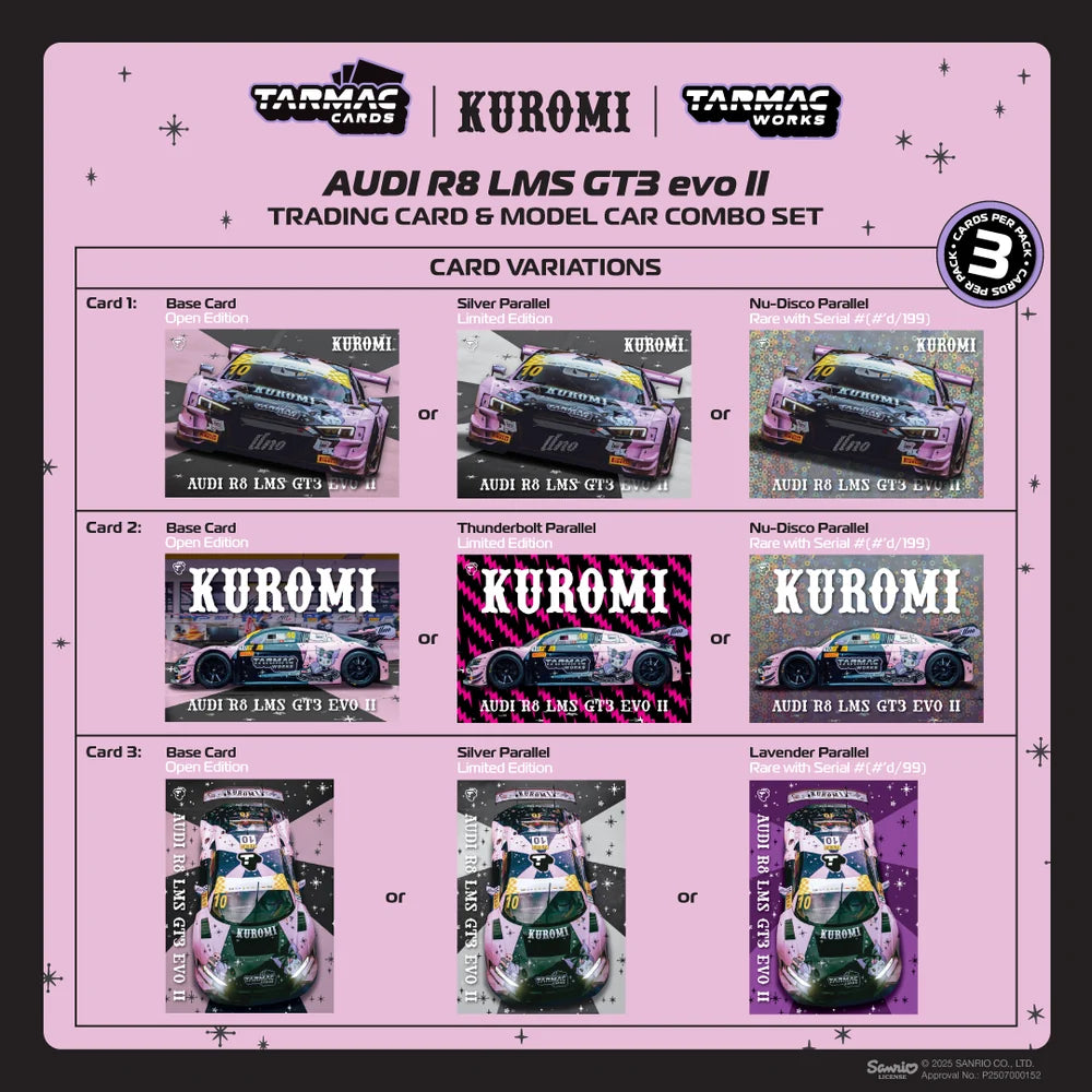 Tarmac Audi R8 LMS GT3 evo II Macau GT Cup Edición Especial KUROMI - #10 Adderly FongMacau GT Cup - FIA GT World Cup Uno Racing - Incluye tarjetas exclusivas
