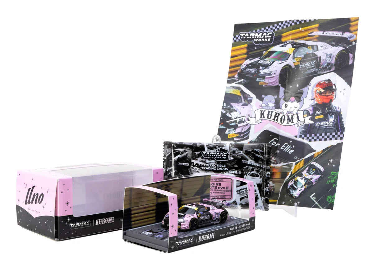 Tarmac Audi R8 LMS GT3 evo II Macau GT Cup Edición Especial KUROMI - #10 Adderly FongMacau GT Cup - FIA GT World Cup Uno Racing - Incluye tarjetas exclusivas