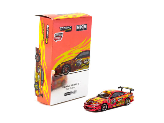 Tarmac Works 1/64 HKS Hiper Silvia RS-2 Rojo Cromo - PIEZA ESPECIAL Salón del Automóvil de Tokio 2025 - GLOBAL64 * Posibilidad de CHASE GRIS