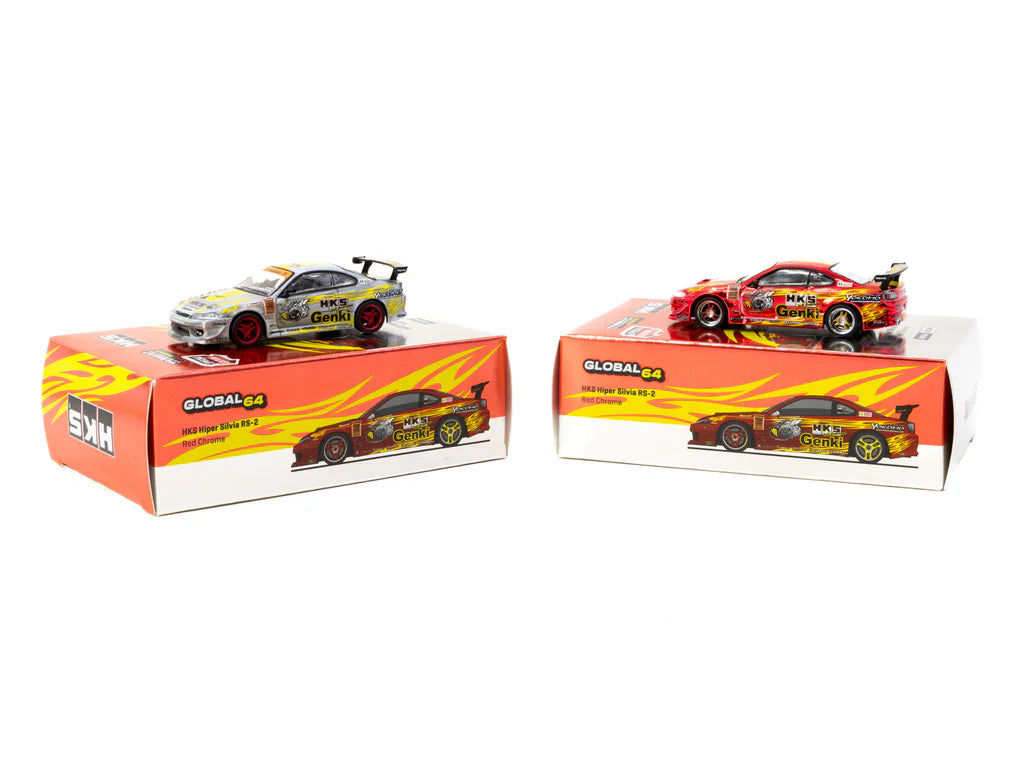 Tarmac Works 1/64 HKS Hiper Silvia RS-2 Rojo Cromo - PIEZA ESPECIAL Salón del Automóvil de Tokio 2025 - GLOBAL64 * Posibilidad de CHASE GRIS