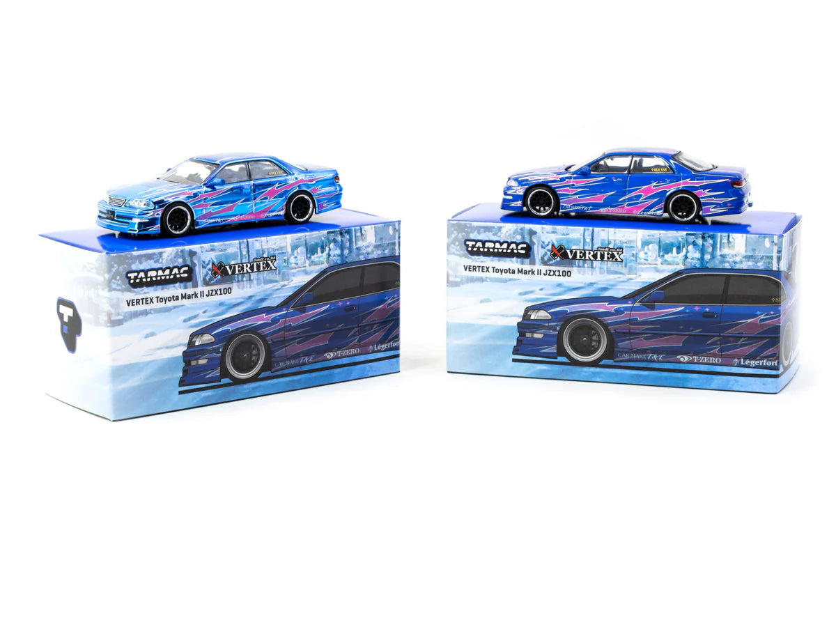 Tarmac Works 1.64 VERTEX Toyota Mark II JZX100 Blue Metallic