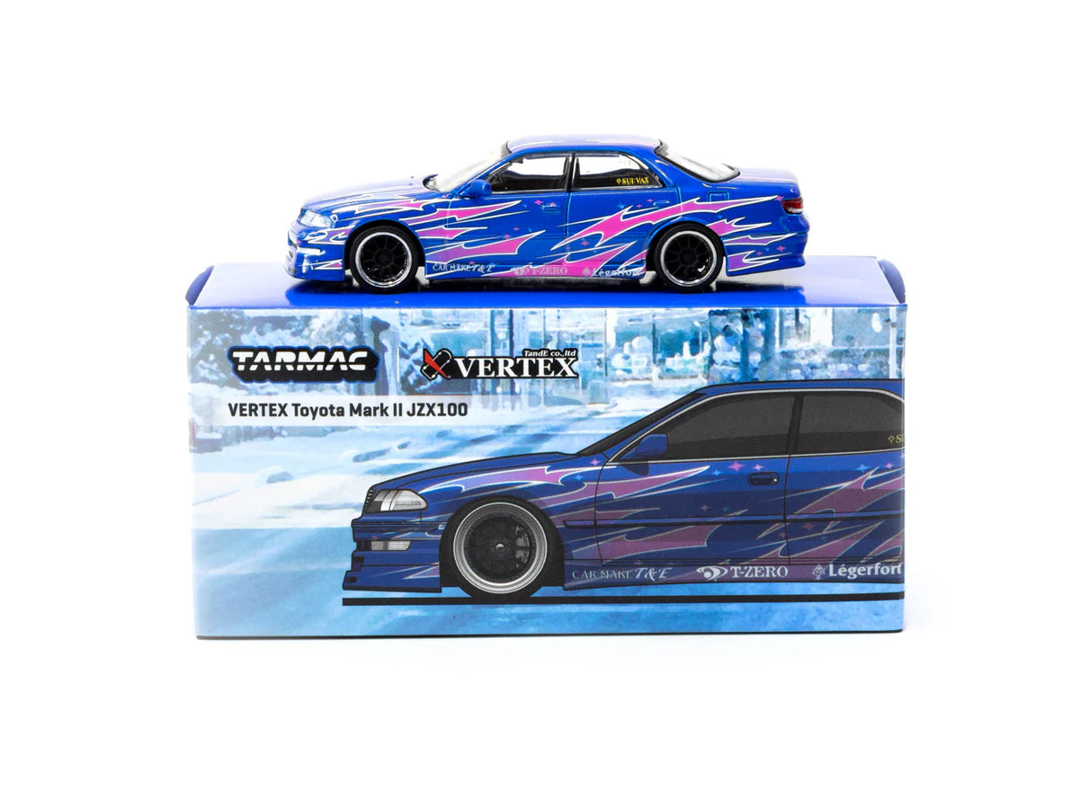 Tarmac Works 1.64 VERTEX Toyota Mark II JZX100 Blue Metallic