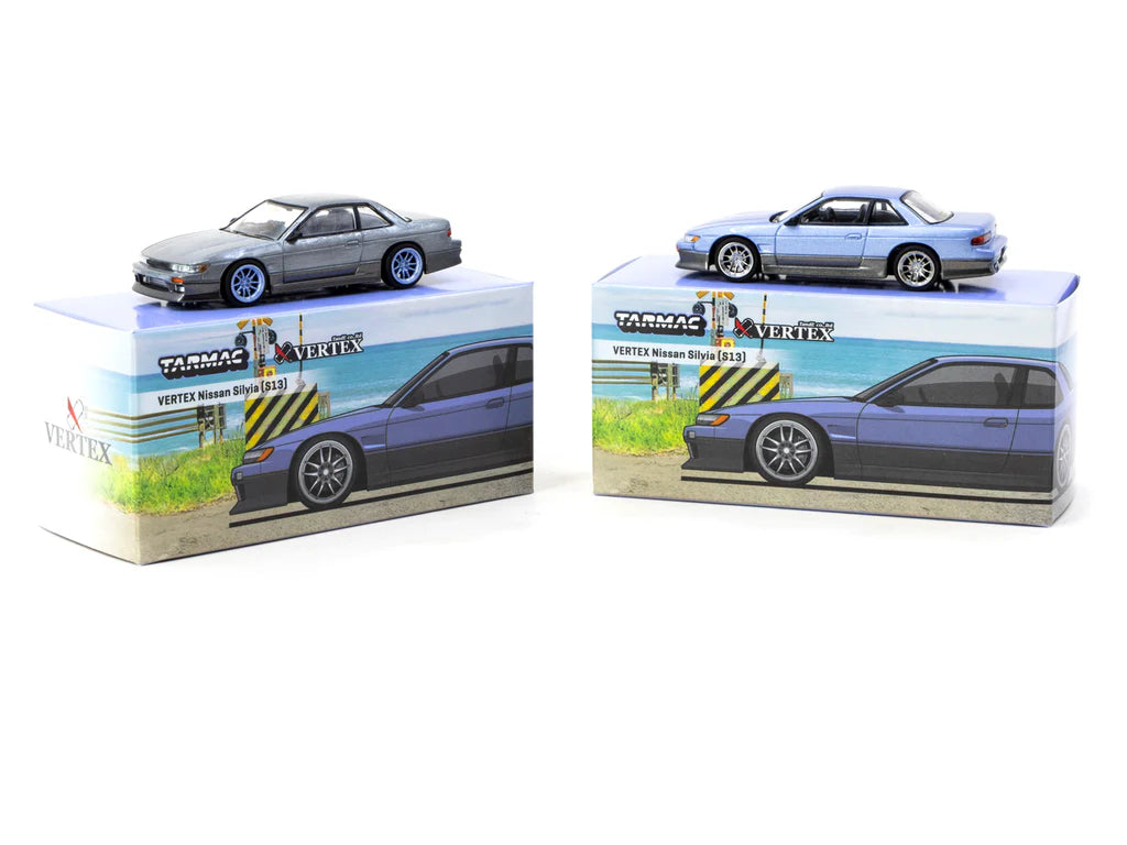 Tarmac Works Nissan Silvia S13 VERTEX azul/gris 1/64 - GLOBAL64